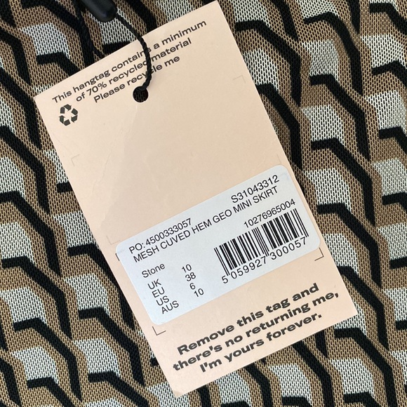 Misguided mesh cuved hem geometric print mini skirt stone Sz. 6 stretch NWT - Picture 9 of 13